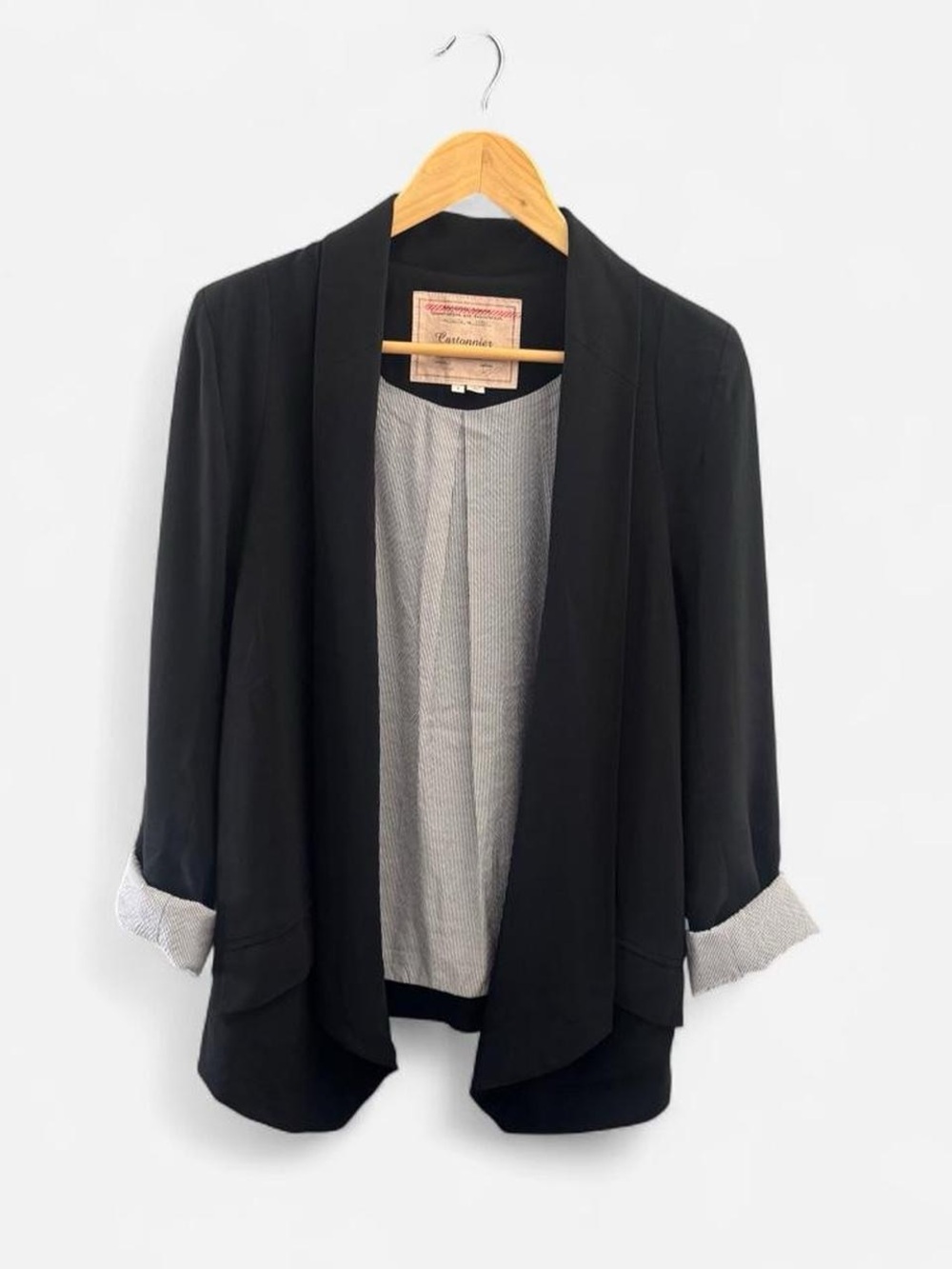 Anthropologie Cartonnier black open front blazer